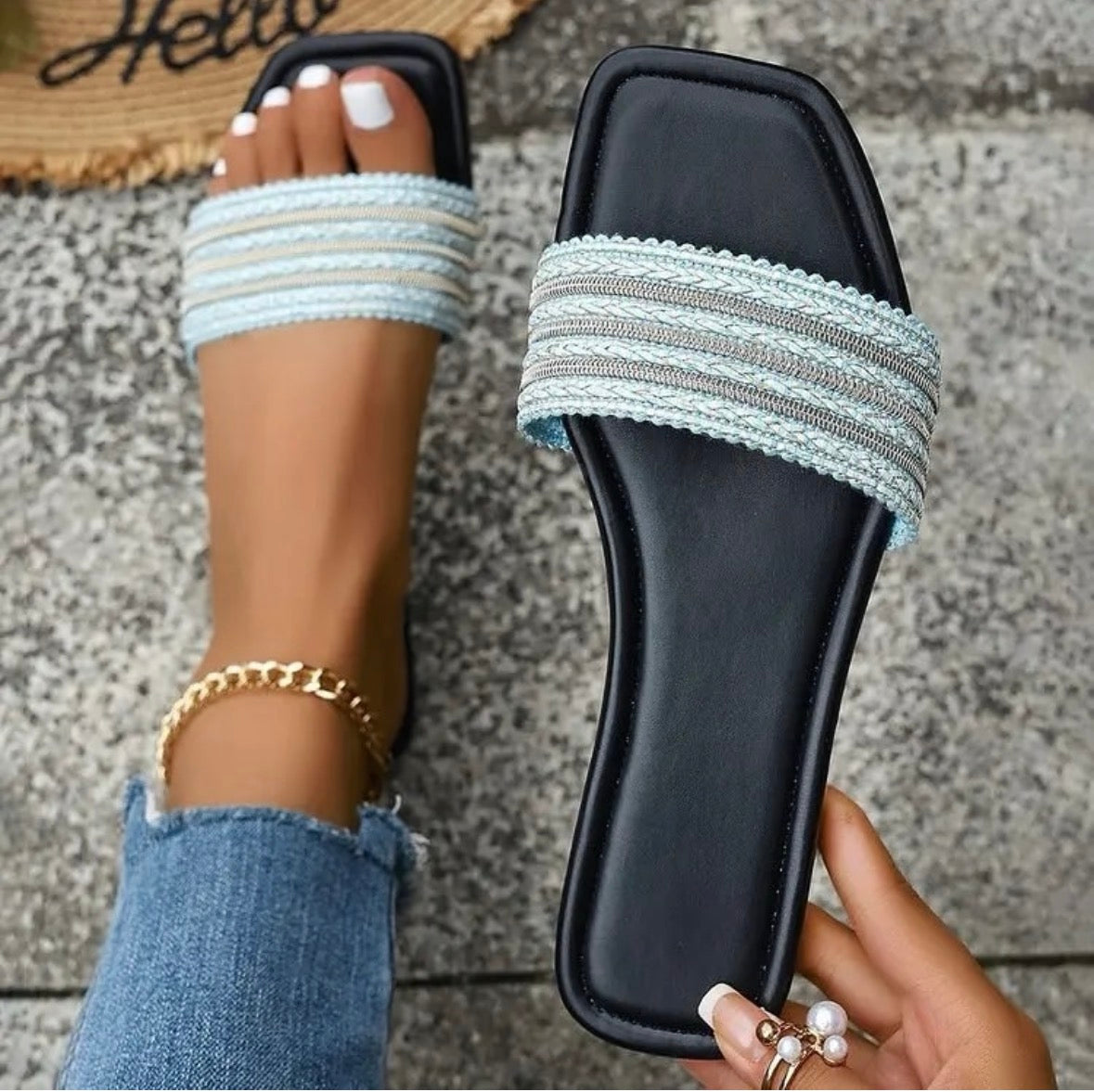Bling sandals - black